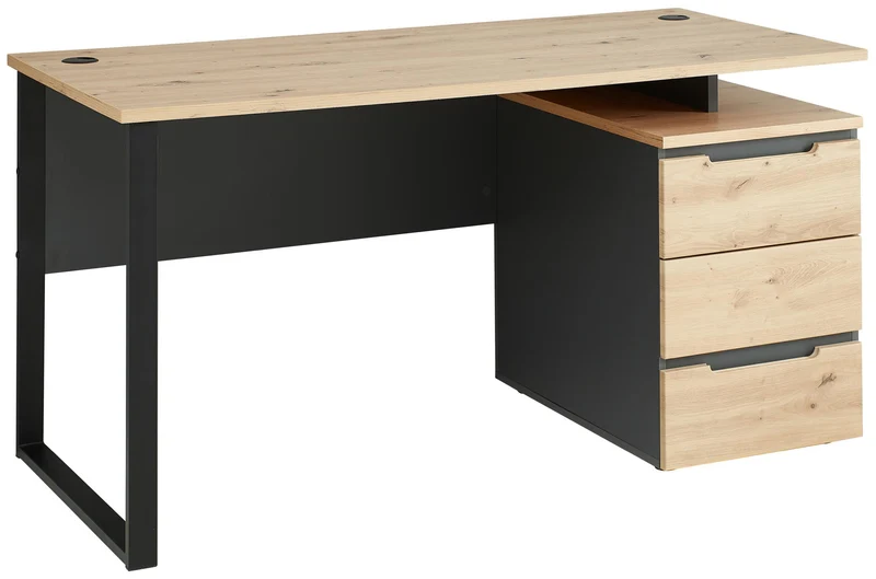 Büromöbel Set MEMPHIS V 4-teilig Front Artisan Eiche Korpus Graphit