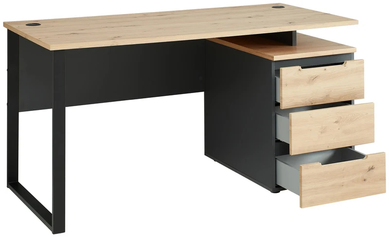 Büromöbel Set MEMPHIS V 4-teilig Front Artisan Eiche Korpus Graphit