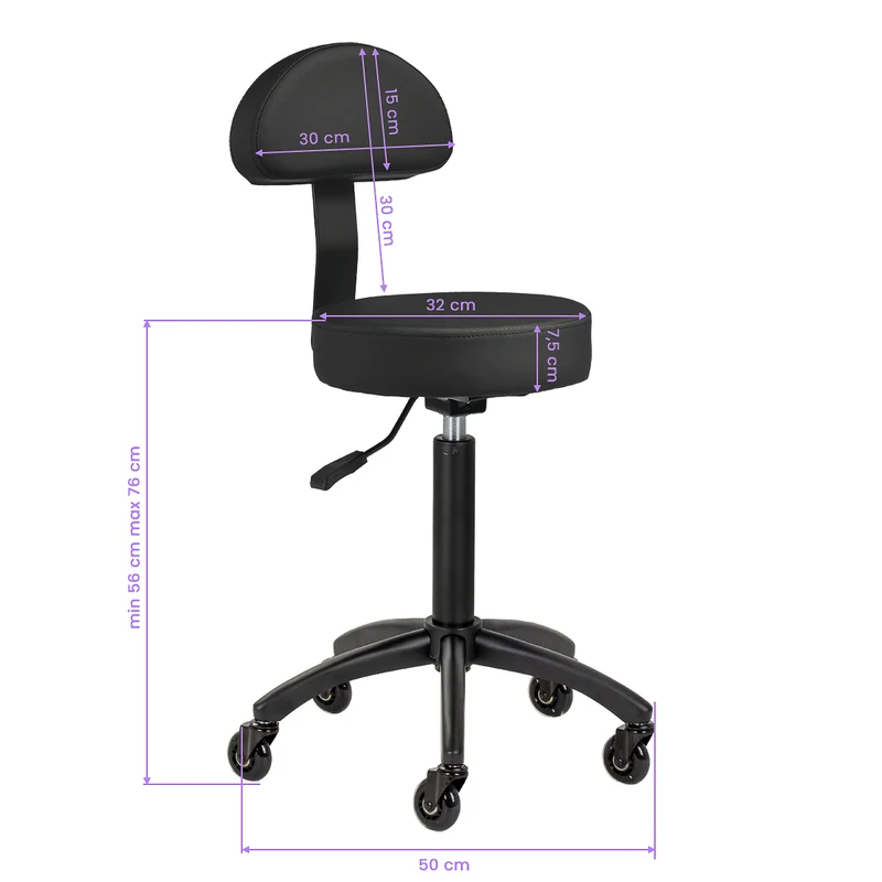 Rollhocker mit Rückenlehne Gabbiano D026 Schwarz