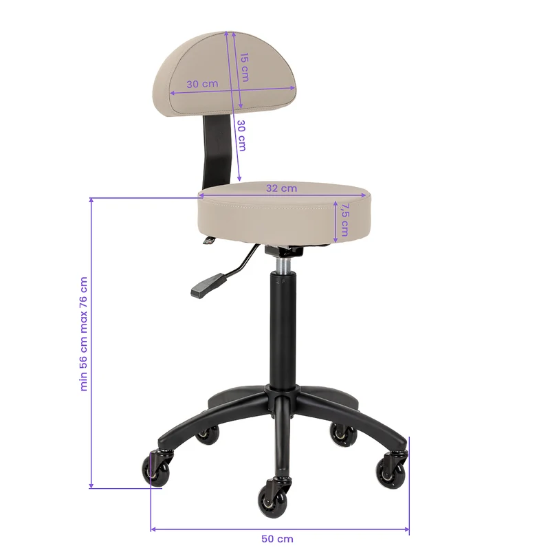 Rollhocker mit Rückenlehne Gabbiano D026 Beige