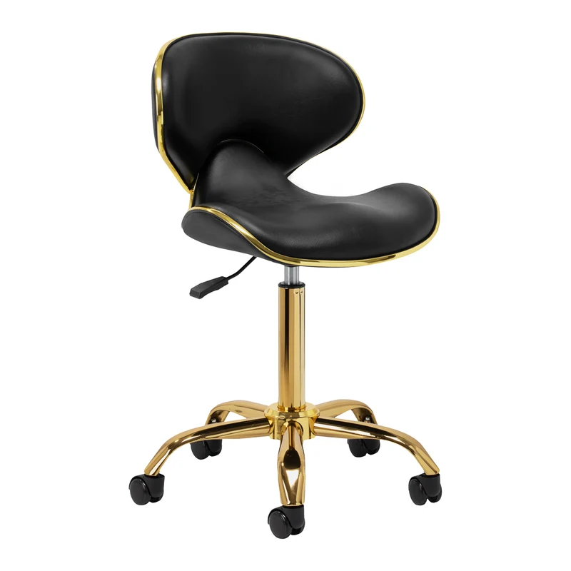 Salonstuhl Höhenverstellbar mit Rückenlehne Gabbiano Q-4599G v2 Schwarz