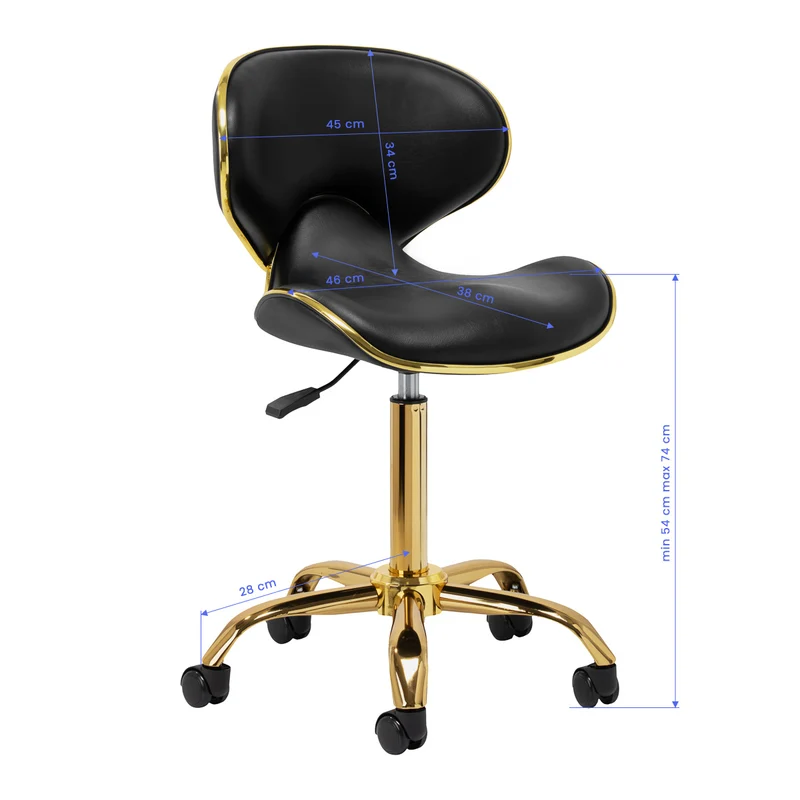 Salonstuhl Höhenverstellbar mit Rückenlehne Gabbiano Q-4599G v2 Schwarz