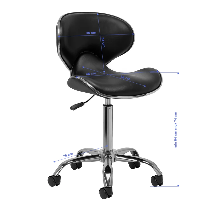 Salonstuhl Höhenverstellbar mit Rückenlehne Gabbiano Q-4599 v2 Schwarz
