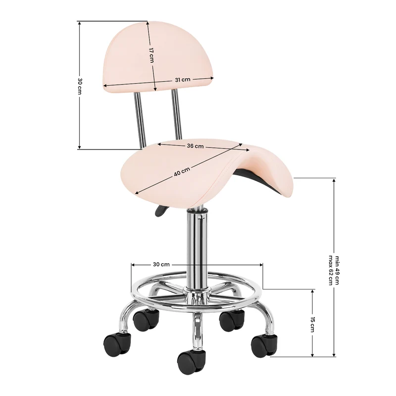 Sattelhocker Höhenverstellbar mit Rückenlehne 6001 Rosa
