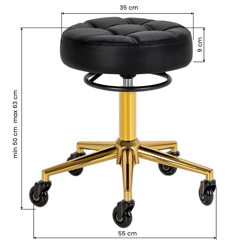 Rollhocker Höhenverstellbar Gabbiano D054G Schwarz-Gold