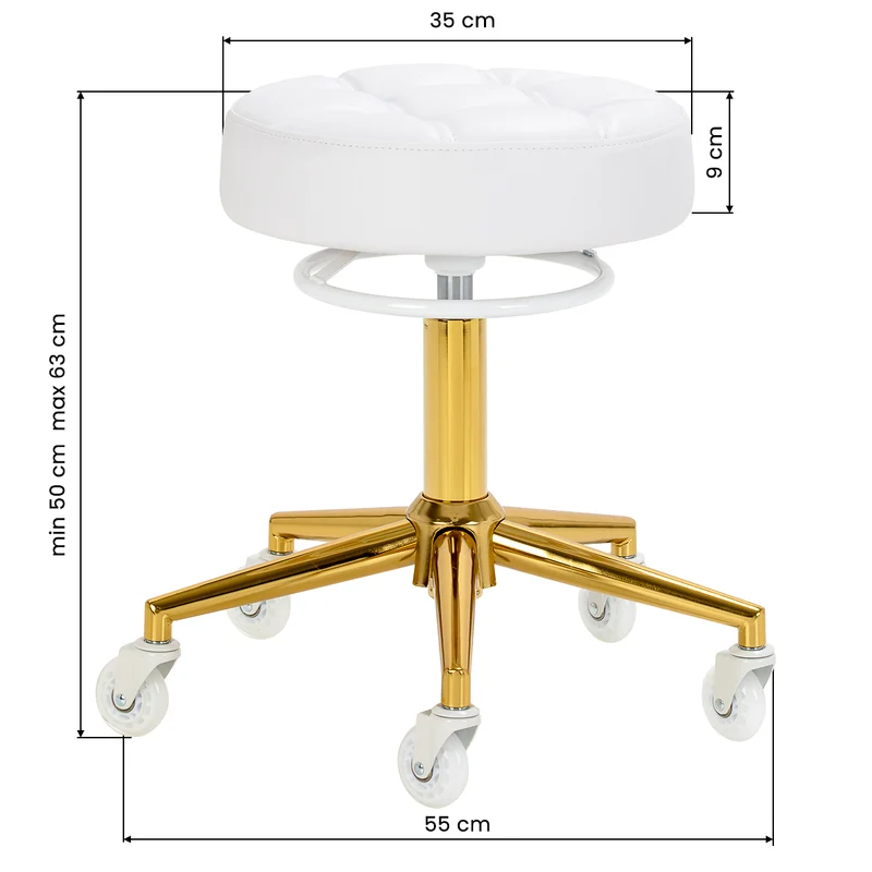 Rollhocker Höhenverstellbar Gabbiano D054G Weiß-Gold