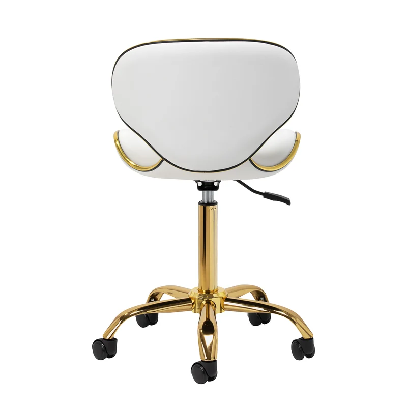 Salonstuhl Höhenverstellbar mit Lehne und Rollen Gabbiano Q-4599G Gold-Weiß