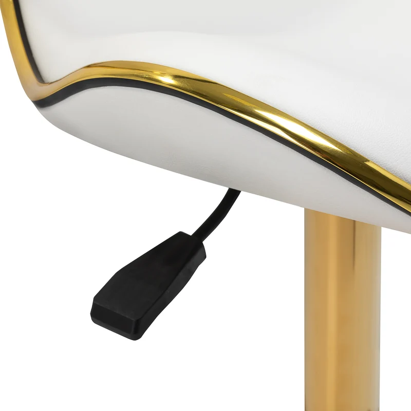 Salonstuhl Höhenverstellbar mit Lehne und Rollen Gabbiano Q-4599G Gold-Weiß