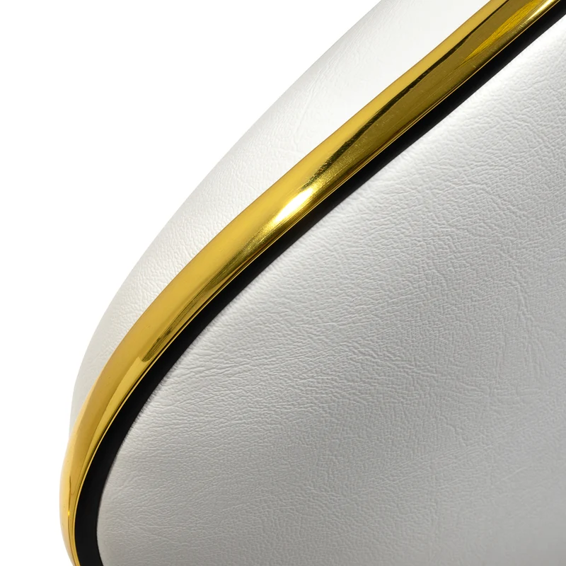Salonstuhl Höhenverstellbar mit Lehne und Rollen Gabbiano Q-4599G Gold-Weiß