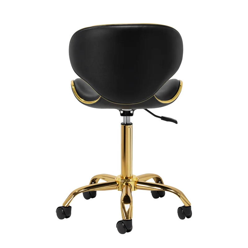 Salonstuhl Höhenverstellbar mit Lehne und Rollen Gabbiano Q-4599G Gold-Schwarz
