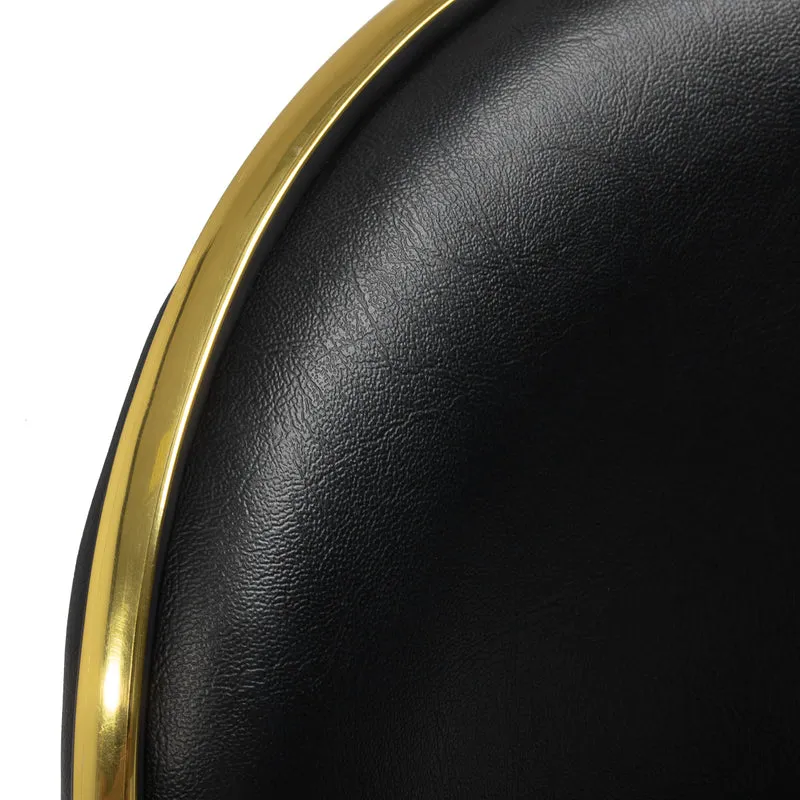 Salonstuhl Höhenverstellbar mit Lehne und Rollen Gabbiano Q-4599G Gold-Schwarz