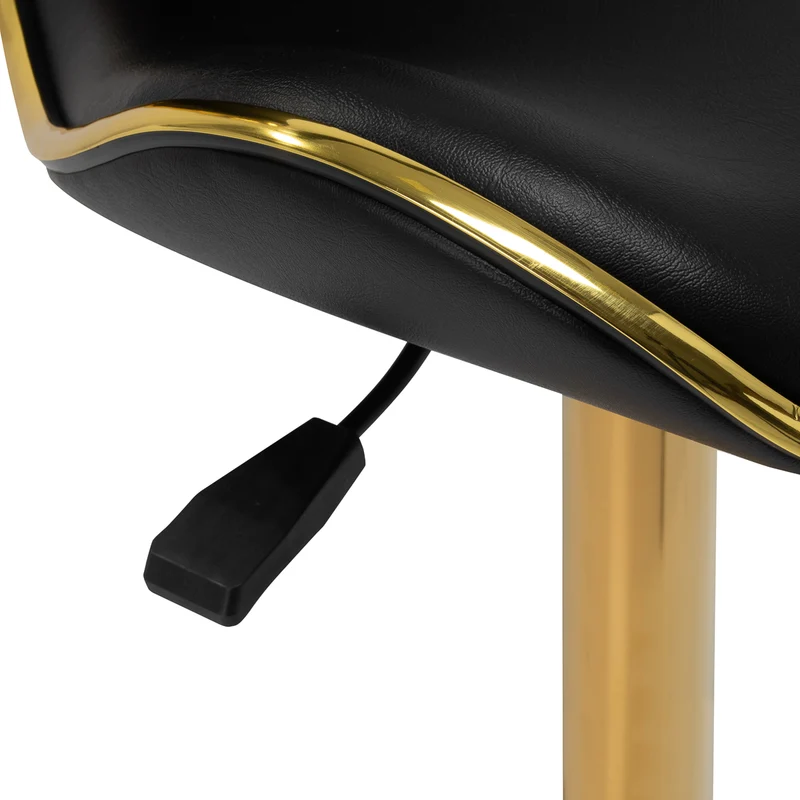 Salonstuhl Höhenverstellbar mit Lehne und Rollen Gabbiano Q-4599G Gold-Schwarz