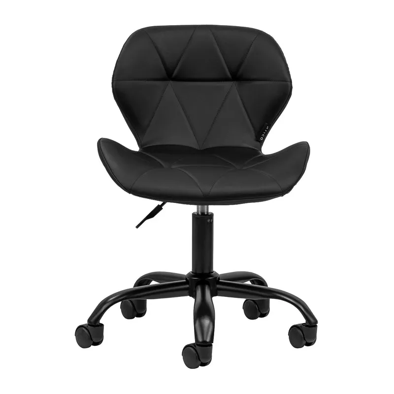 Salonstuhl Höhenverstellbar mit Lehne und Rollen 4Rico QS-06 Schwarz-Schwarz