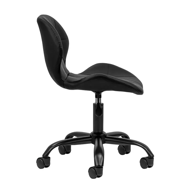 Salonstuhl Höhenverstellbar mit Lehne und Rollen 4Rico QS-06 Schwarz-Schwarz