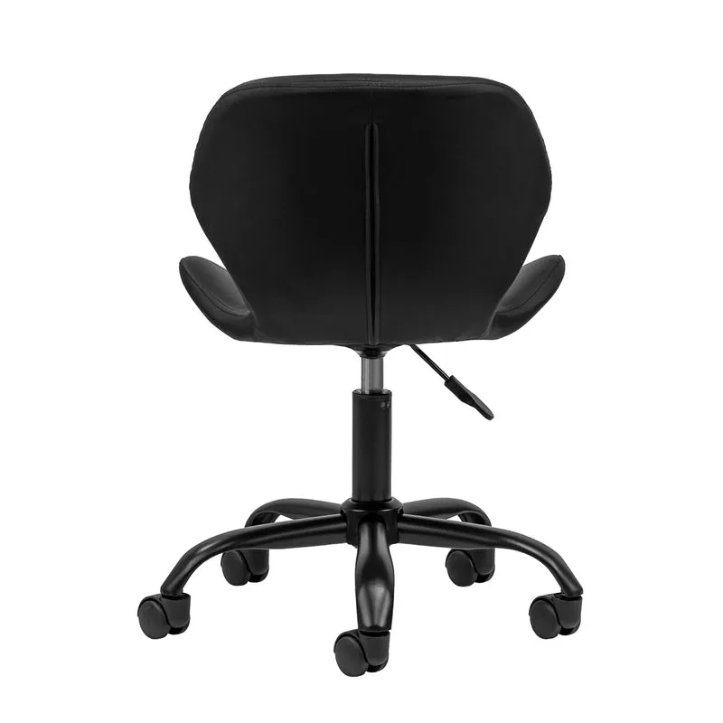 Salonstuhl Höhenverstellbar mit Lehne und Rollen 4Rico QS-06 Schwarz-Schwarz