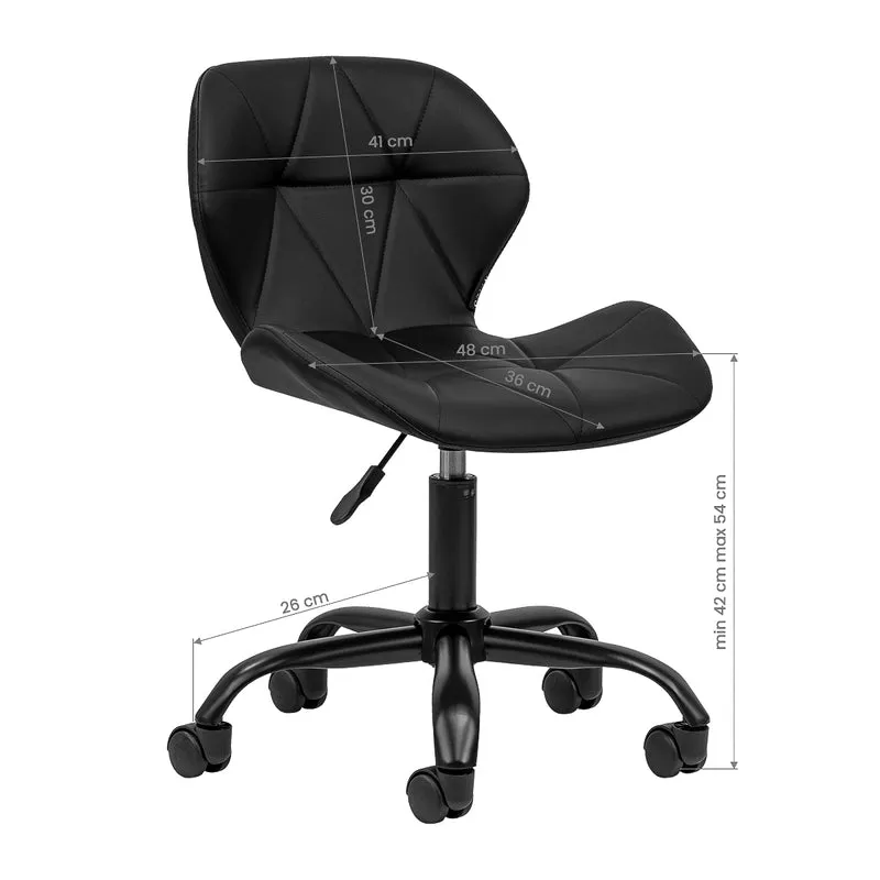 Salonstuhl Höhenverstellbar mit Lehne und Rollen 4Rico QS-06 Schwarz-Schwarz