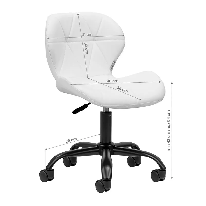 Salonstuhl Höhenverstellbar mit Lehne und Rollen 4Rico QS-06 Schwarz-Weiß
