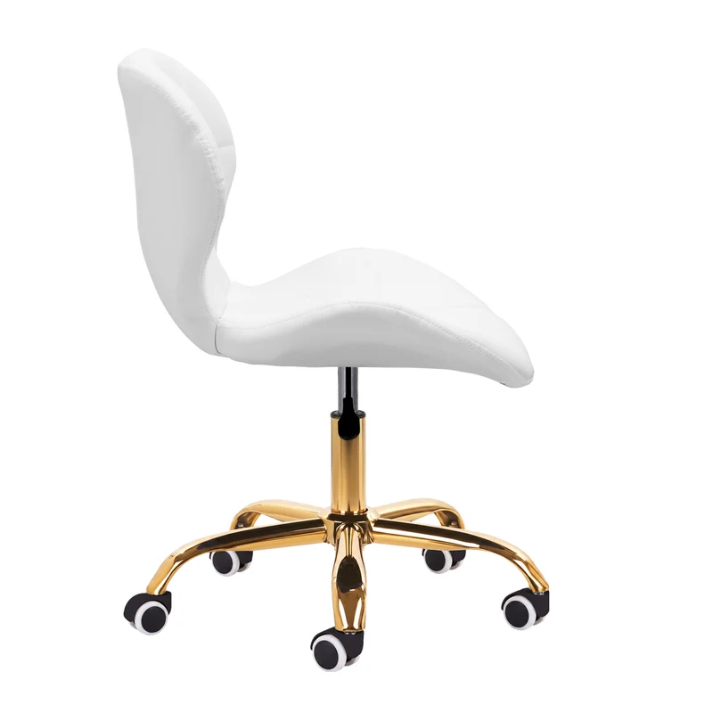 Salonstuhl Höhenverstellbar mit Lehne und Rollen 4Rico QS-06 Gold-Weiß