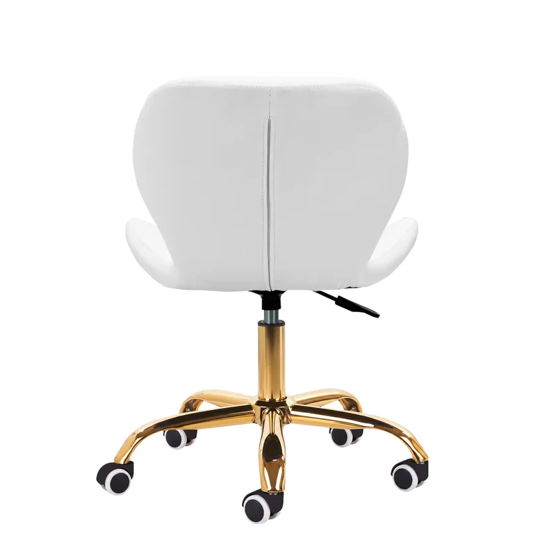 Salonstuhl Höhenverstellbar mit Lehne und Rollen 4Rico QS-06 Gold-Weiß