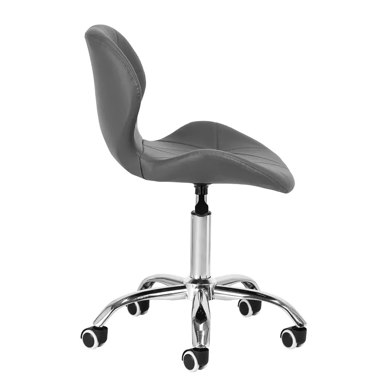 Salonstuhl Höhenverstellbar mit Lehne und Rollen 4Rico QS-06 Grau