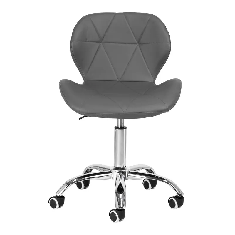 Salonstuhl Höhenverstellbar mit Lehne und Rollen 4Rico QS-06 Grau