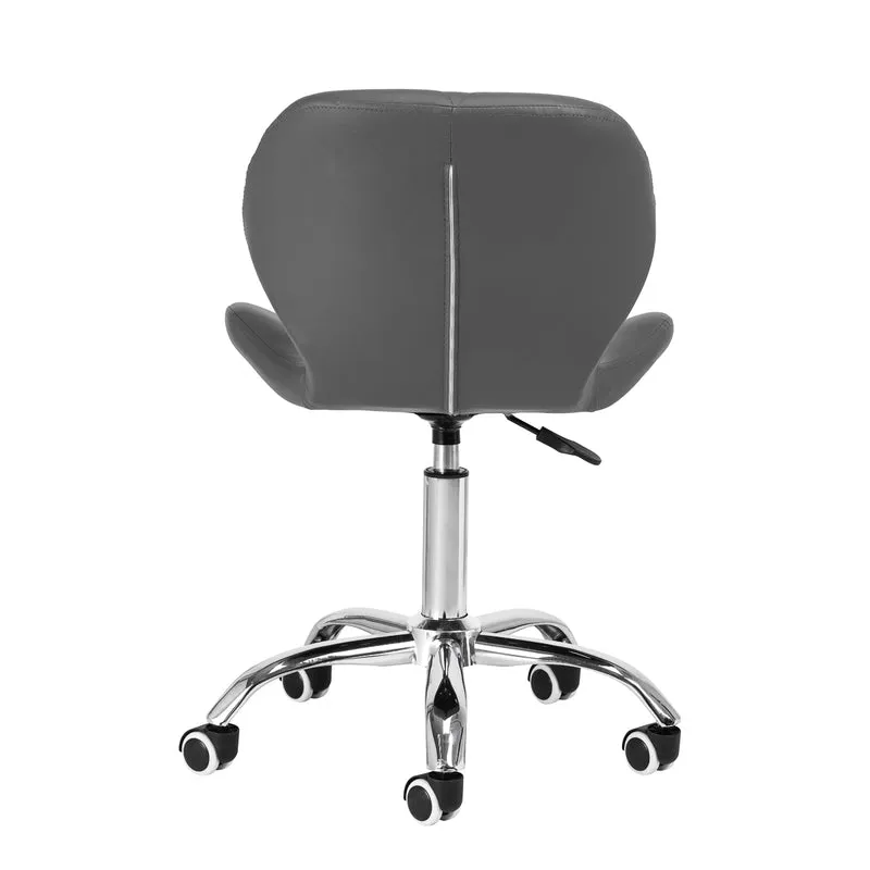 Salonstuhl Höhenverstellbar mit Lehne und Rollen 4Rico QS-06 Grau