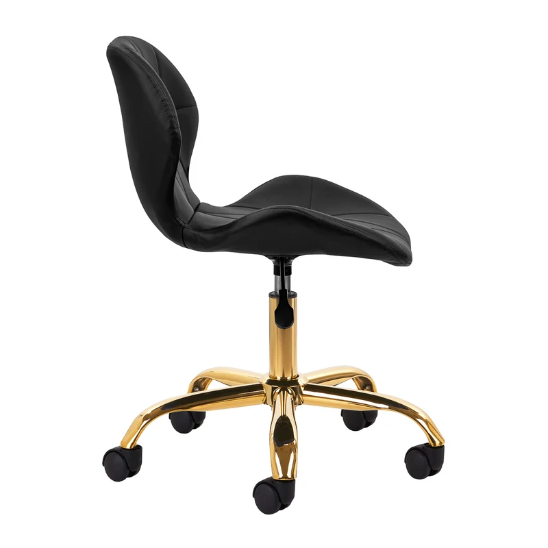 Salonstuhl Höhenverstellbar mit Lehne und Rollen 4Rico QS-06 Gold-Schwarz