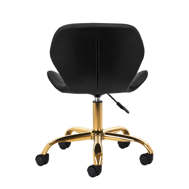 Salonstuhl Höhenverstellbar mit Lehne und Rollen 4Rico QS-06 Gold-Schwarz