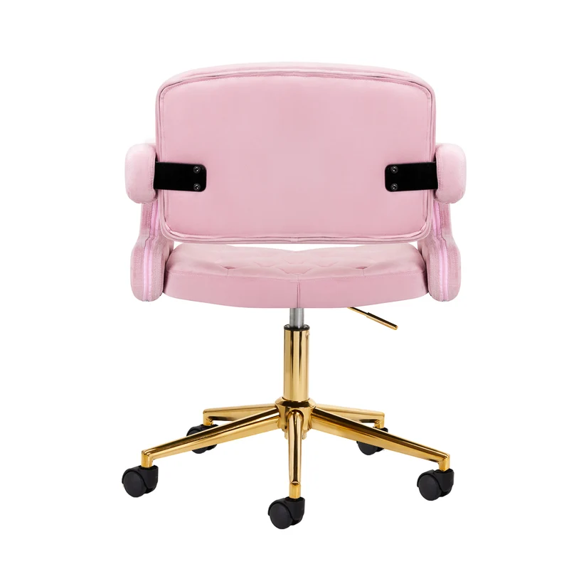 Stuhl Höhenverstellbar mit Lehne Samt 4Rico QS-OF213G Gold-Rosa