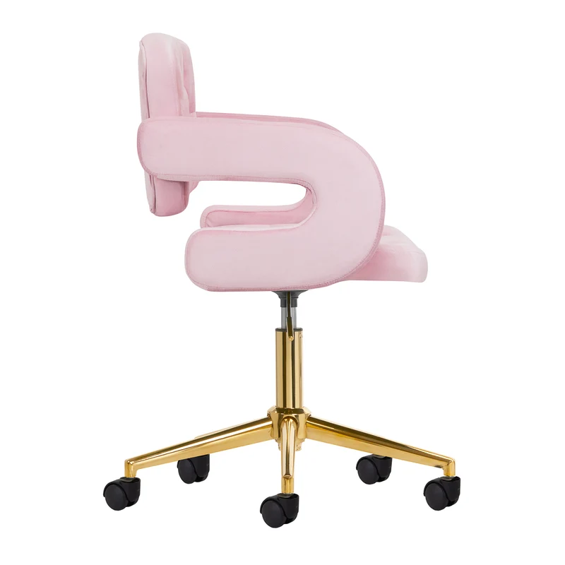 Stuhl Höhenverstellbar mit Lehne Samt 4Rico QS-OF213G Gold-Rosa