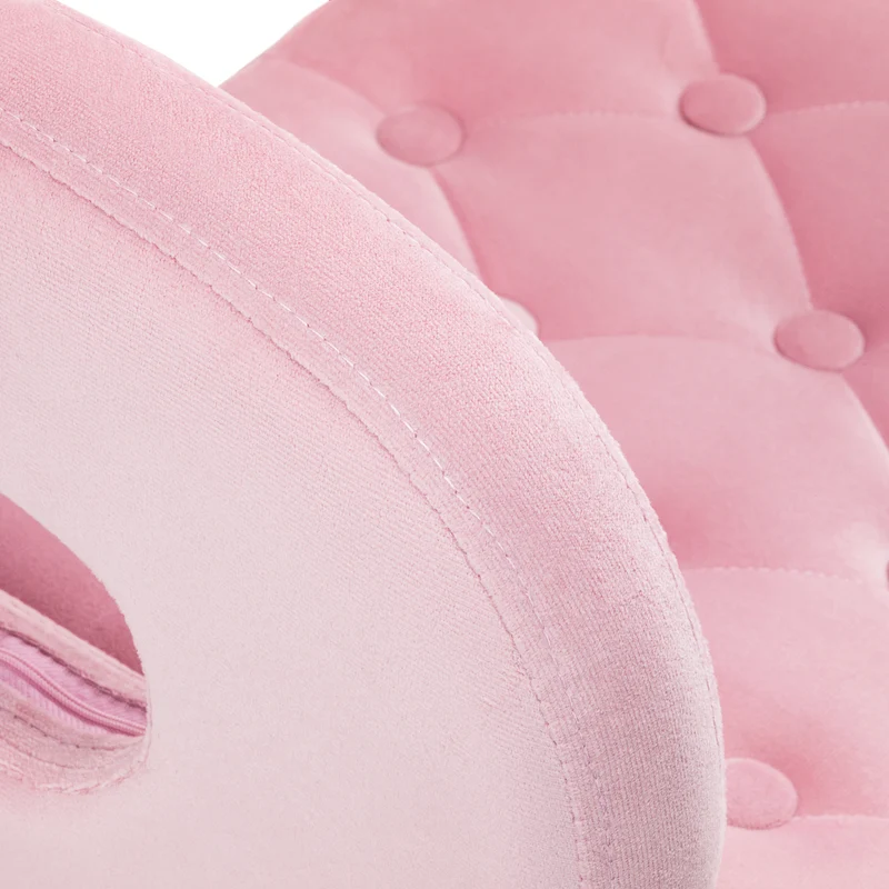 Stuhl Höhenverstellbar mit Lehne Samt 4Rico QS-OF213G Gold-Rosa