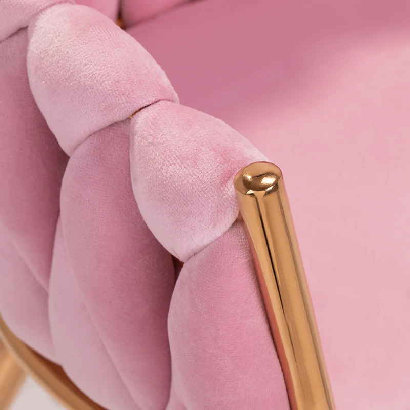Stuhl Höhenverstellbar mit Lehne 4Rico QS-GW06G Samt Rosa