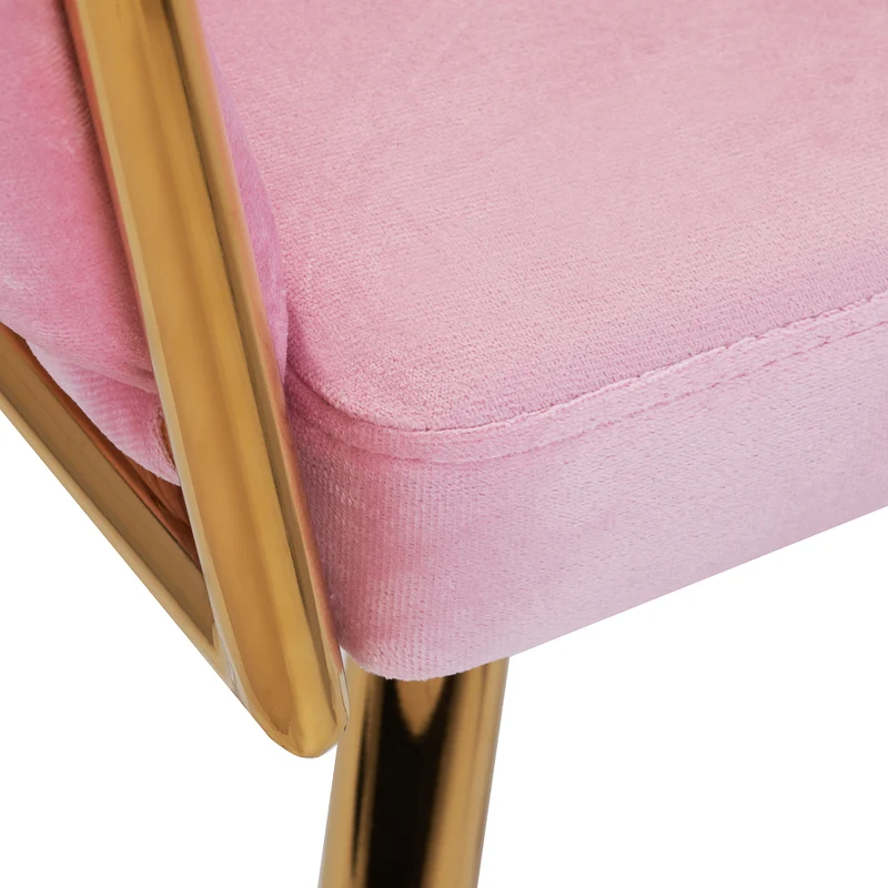 Stuhl Höhenverstellbar mit Lehne 4Rico QS-GW06G Samt Rosa