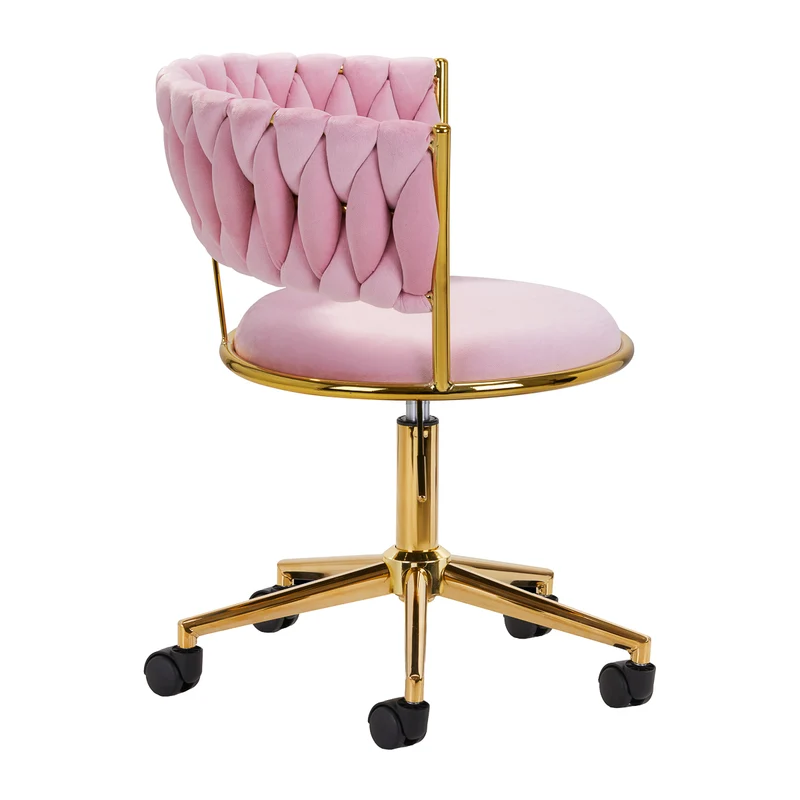 Drehstuhl Höhenverstellbar mit Lehne 4Rico QS-GW01G Samt Rosa