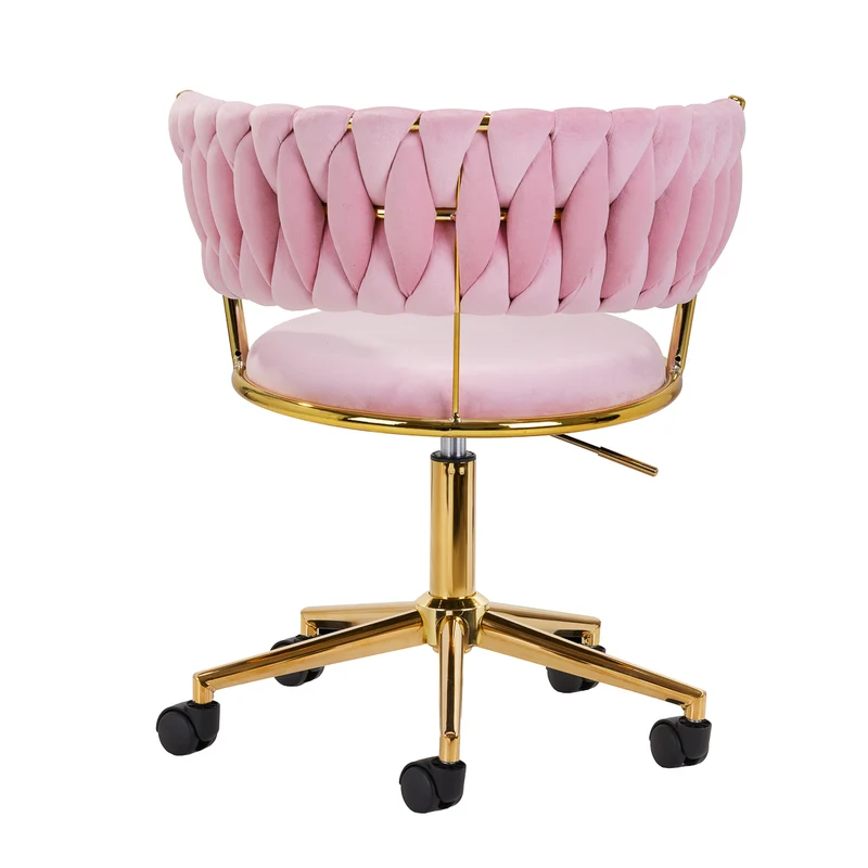 Drehstuhl Höhenverstellbar mit Lehne 4Rico QS-GW01G Samt Rosa