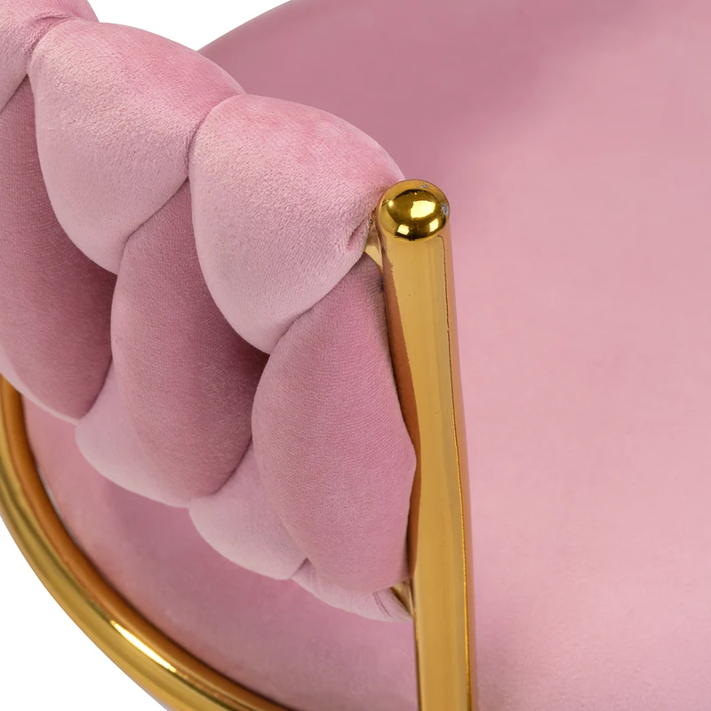 Drehstuhl Höhenverstellbar mit Lehne 4Rico QS-GW01G Samt Rosa
