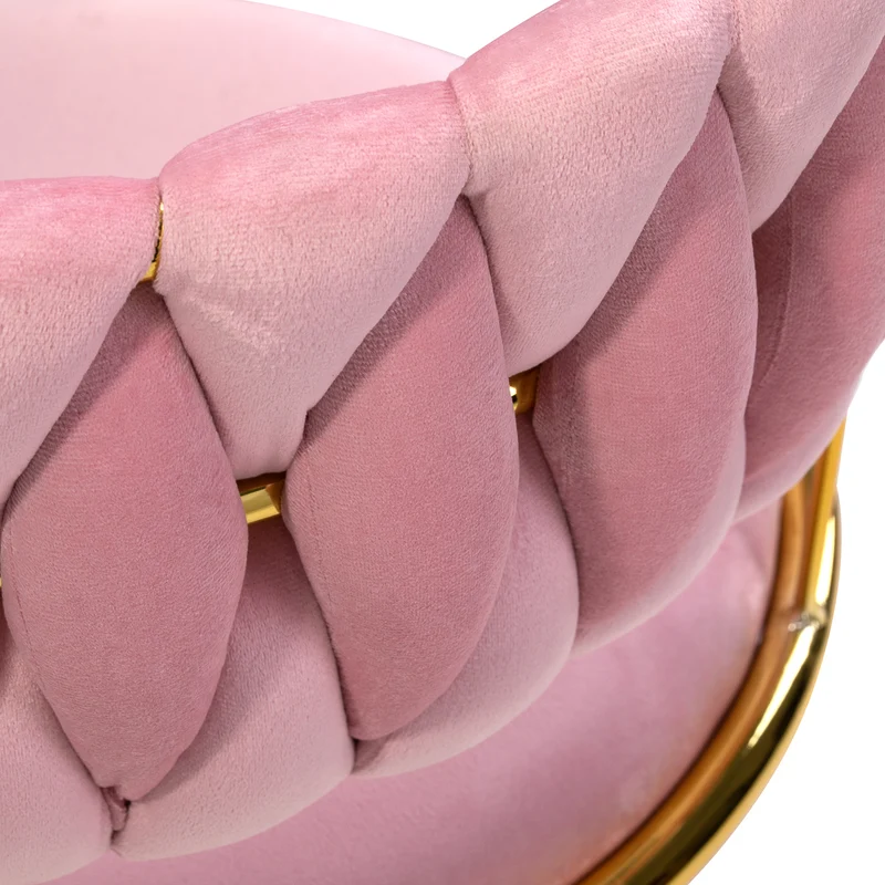 Drehstuhl Höhenverstellbar mit Lehne 4Rico QS-GW01G Samt Rosa