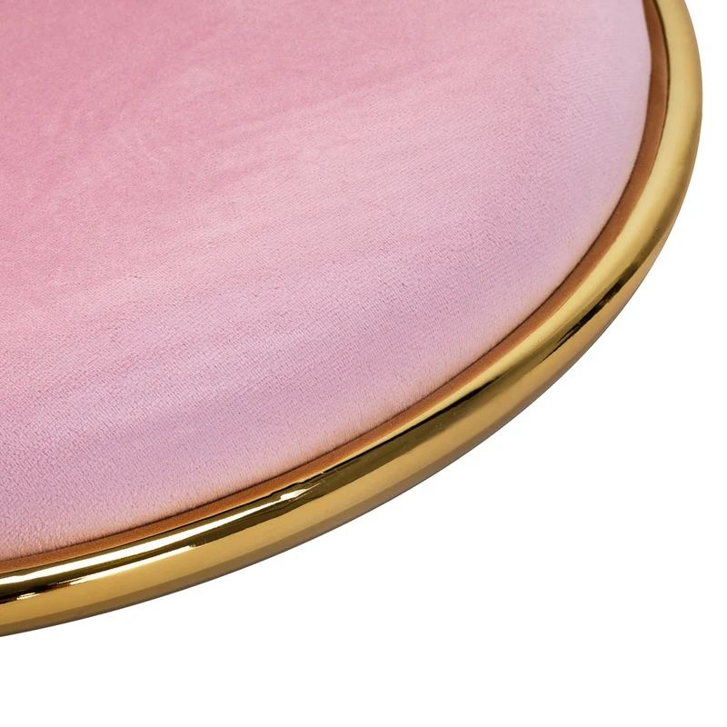 Drehstuhl Höhenverstellbar mit Lehne 4Rico QS-GW01G Samt Rosa