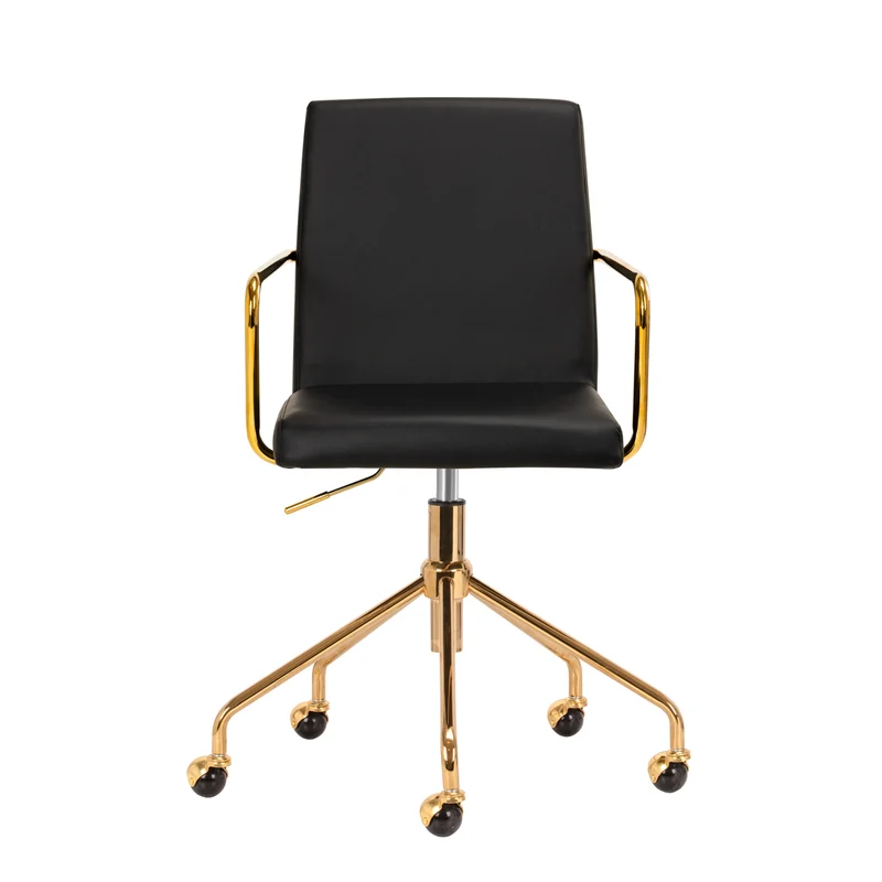 Drehstuhl Höhenverstellbar mit Lehne QS-OF211G Gold-Schwarz