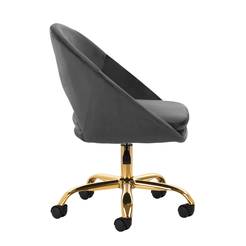 Drehstuhl Höhenverstellbar mit Lehne 4Rico QS-MF18G Samt Grau