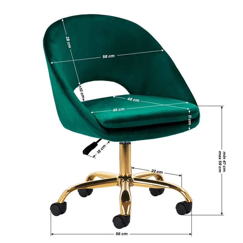 Drehstuhl Höhenverstellbar mit Lehne 4Rico QS-MF18G Samt Grün