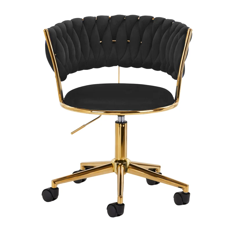 Drehstuhl Höhenverstellbar mit Lehne 4Rico QS-GW01G Samt Schwarz