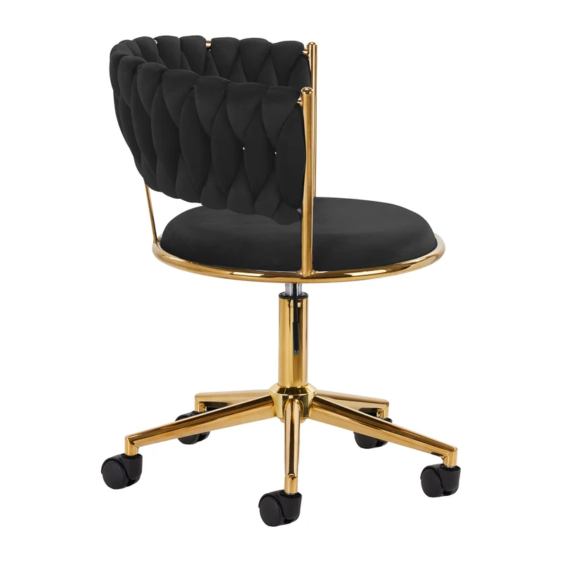 Drehstuhl Höhenverstellbar mit Lehne 4Rico QS-GW01G Samt Schwarz