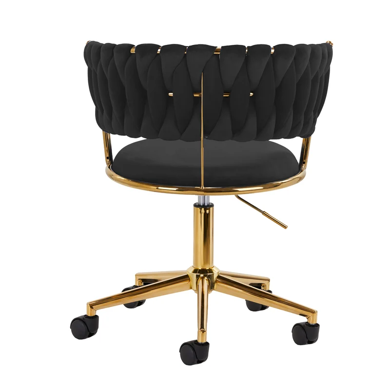 Drehstuhl Höhenverstellbar mit Lehne 4Rico QS-GW01G Samt Schwarz
