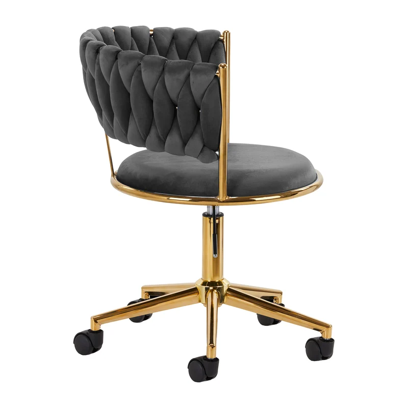 Drehstuhl Höhenverstellbar mit Lehne 4Rico QS-GW01G Samt Grau