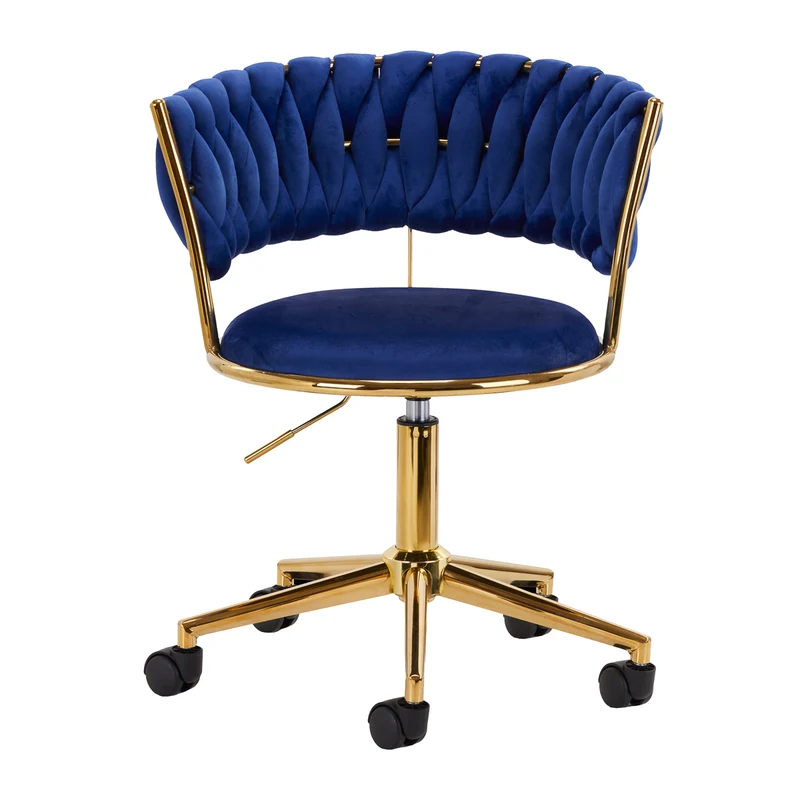 Drehstuhl Höhenverstellbar mit Lehne 4Rico QS-GW01G Samt Blau