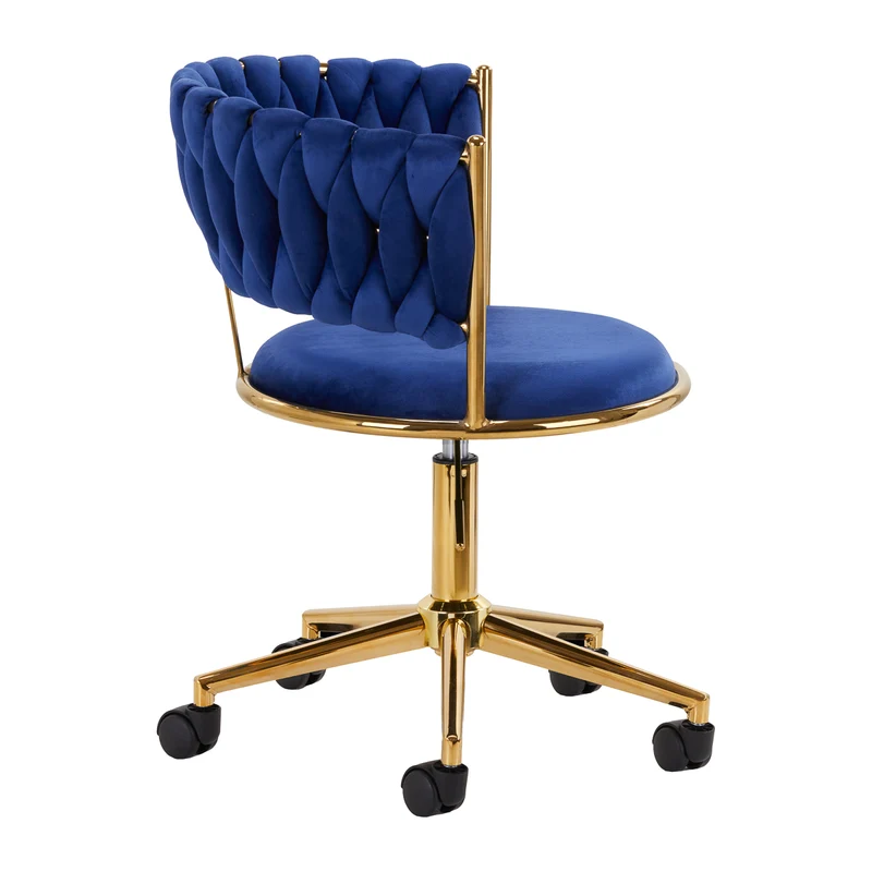 Drehstuhl Höhenverstellbar mit Lehne 4Rico QS-GW01G Samt Blau