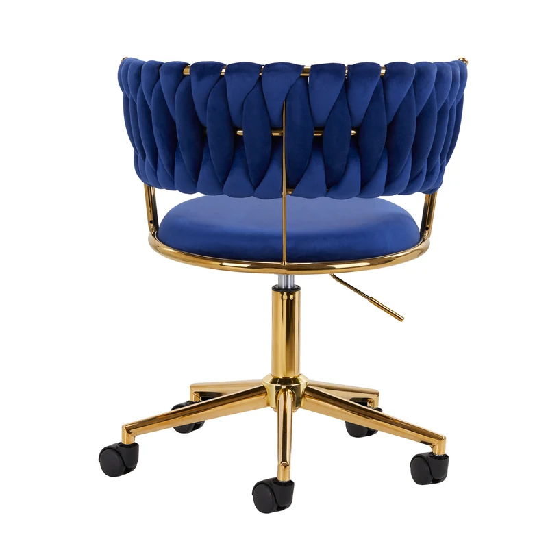 Drehstuhl Höhenverstellbar mit Lehne 4Rico QS-GW01G Samt Blau