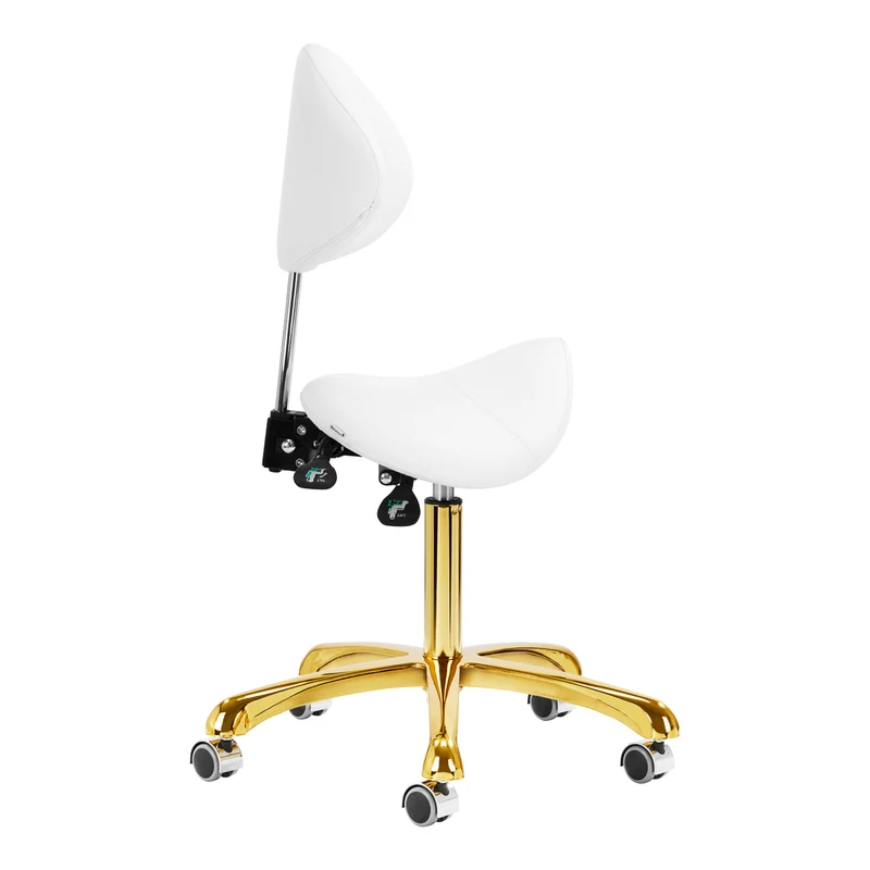 Sattelhocker Höhenverstellbar mit Lehne 1004 Giovanni Gold-Weiß