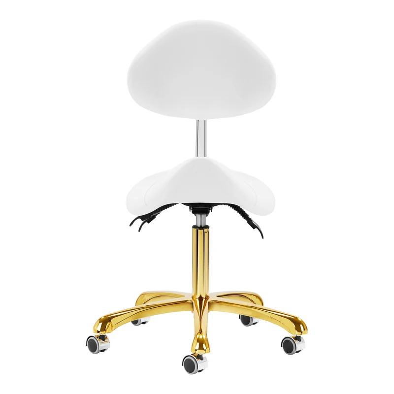 Sattelhocker Höhenverstellbar mit Lehne 1004 Giovanni Gold-Weiß